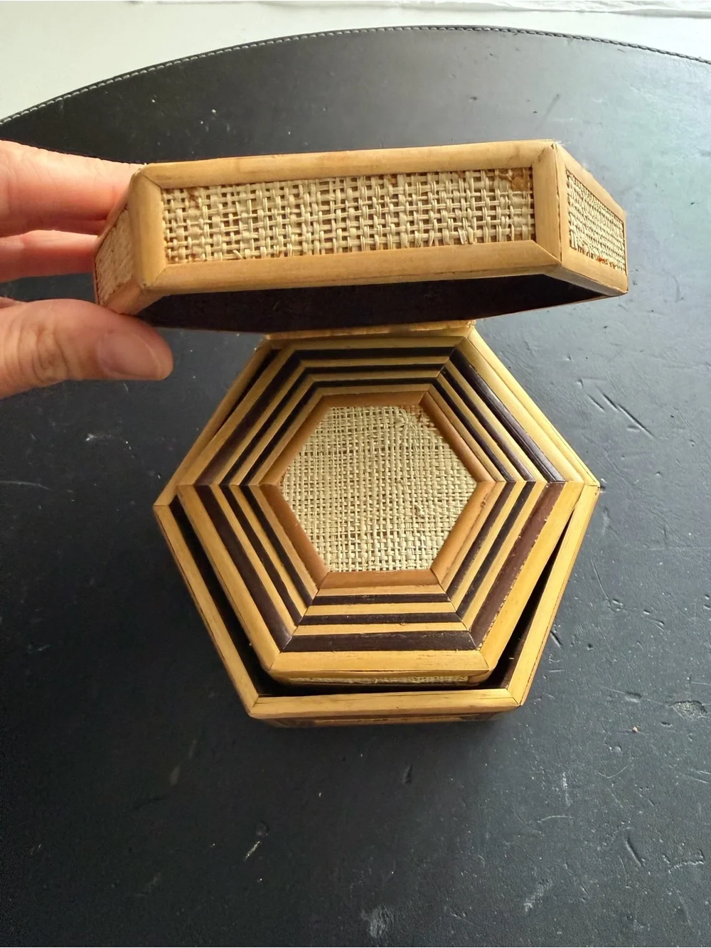 Vintage Boho Stacking Trinket Boxes Set of 3